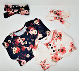 Blessings Ruffle Flowered Headband Layette Set Infant Baby Photo Prop Gift (Cream, 3-9 Month)…