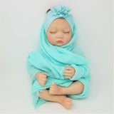 Softest Muslin  & Hairbow Swaddle Set Gift Set  Baby Girl Peach Purple Gray Aqua