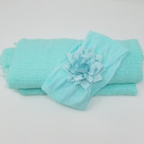 Softest Muslin  & Hairbow Swaddle Set Gift Set  Baby Girl Peach Purple Gray Aqua