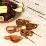 Reclaimed Olive Wood Salt Pot and Spoon - Kahero