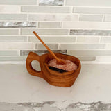 Reclaimed Olive Wood Salt Pot and Spoon - Kahero