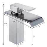 Yodel Single Handle Waterfall Bathroom Vanity Sink Faucet (Brushed Nickel Rectangular)