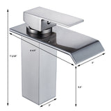 Yodel Single Handle Waterfall Bathroom Vanity Sink Faucet (Brushed Nickel Rectangular)