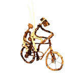Banana Fiber Bicycle Ornament, Two Riders - Set of 2 Ornaments