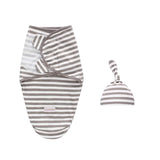 100% Cotton Soft Adjustable Infant Sleeping Bag and Hat set for Newborns Boy Girl