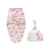 100% Cotton Soft Adjustable Infant Sleeping Bag and Hat set for Newborns Boy Girl