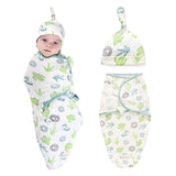 100% Cotton Soft Adjustable Infant Sleeping Bag and Hat set for Newborns Boy Girl