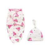 100% Cotton Soft Adjustable Infant Sleeping Bag and Hat set for Newborns Boy Girl