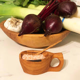 Reclaimed Olive Wood Salt Pot and Spoon - Kahero
