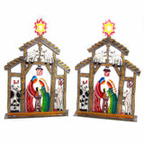 Haitian Metal Drum Tabletop Nativity with Barn Animals