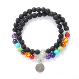 Tree of Life Lava Chakra Beaded Bracelet Necklace
