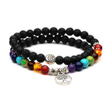 Tree of Life Lava Chakra Beaded Bracelet Necklace