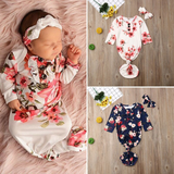 Blessings Ruffle Flowered Headband Layette Set Infant Baby Photo Prop Gift (Cream, 3-9 Month)…
