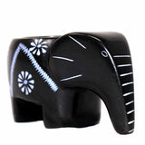Elephant Soapstone Tea Light - Black Finish with Etch Design