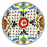 Handmade Pottery 8" Trivet or Wall Hanging, Dots & Flowers - Encantada