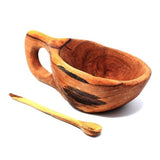 Reclaimed Olive Wood Salt Pot and Spoon - Kahero