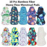 [simfamily] 10pcs organic Bamboo Charcoal washable Hygiene menstrual pads Heavy flow sanitary pads lady cloth pad reusable pads