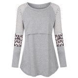 Maternity Tshirt Women Mom Nursing Baby Long Sleeved Stripe Tops